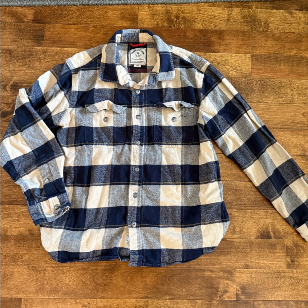American Eagle Outfitters Blue and White Casual Button Down Shirt